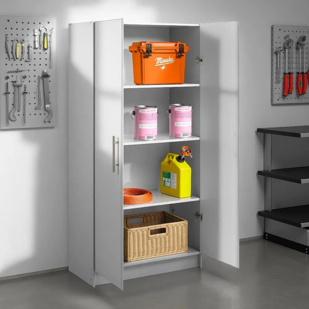 Tall Freestanding Storage Cabinet with Adjustable Shelves for Garage, Bathroom, and Pantry