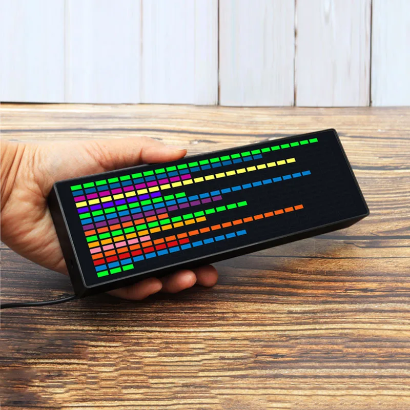 Indicador de nivel LED de Color, analizador de espectro de música, reloj electrónico, luz de ritmo activada por voz, luz de atmósfera de recogida 624RGB