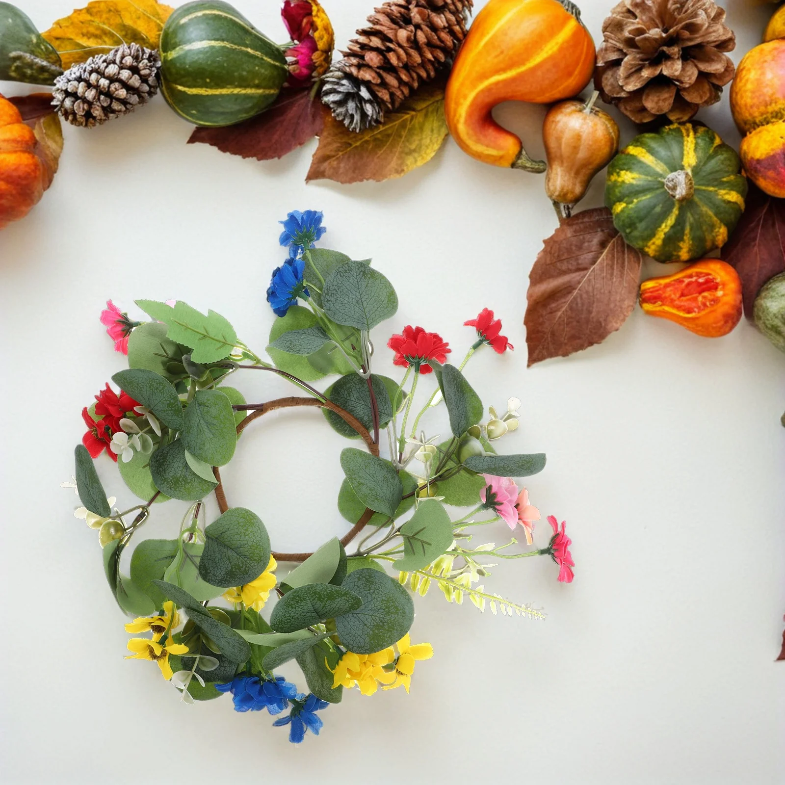

2 Pcs Small Daisy Wreath Wreaths Rings Artificial Eucalyptus Flower Leaf Outdoor