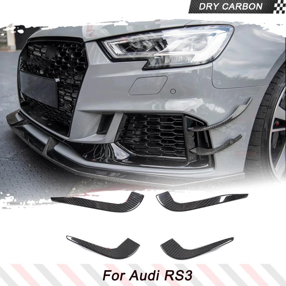 

Car Front Bumper Fins Splitters Canards For Audi RS3 Sedan 2017 2018 2019 Front Bumper Splitters Air Vents Fins Carbon Fiber