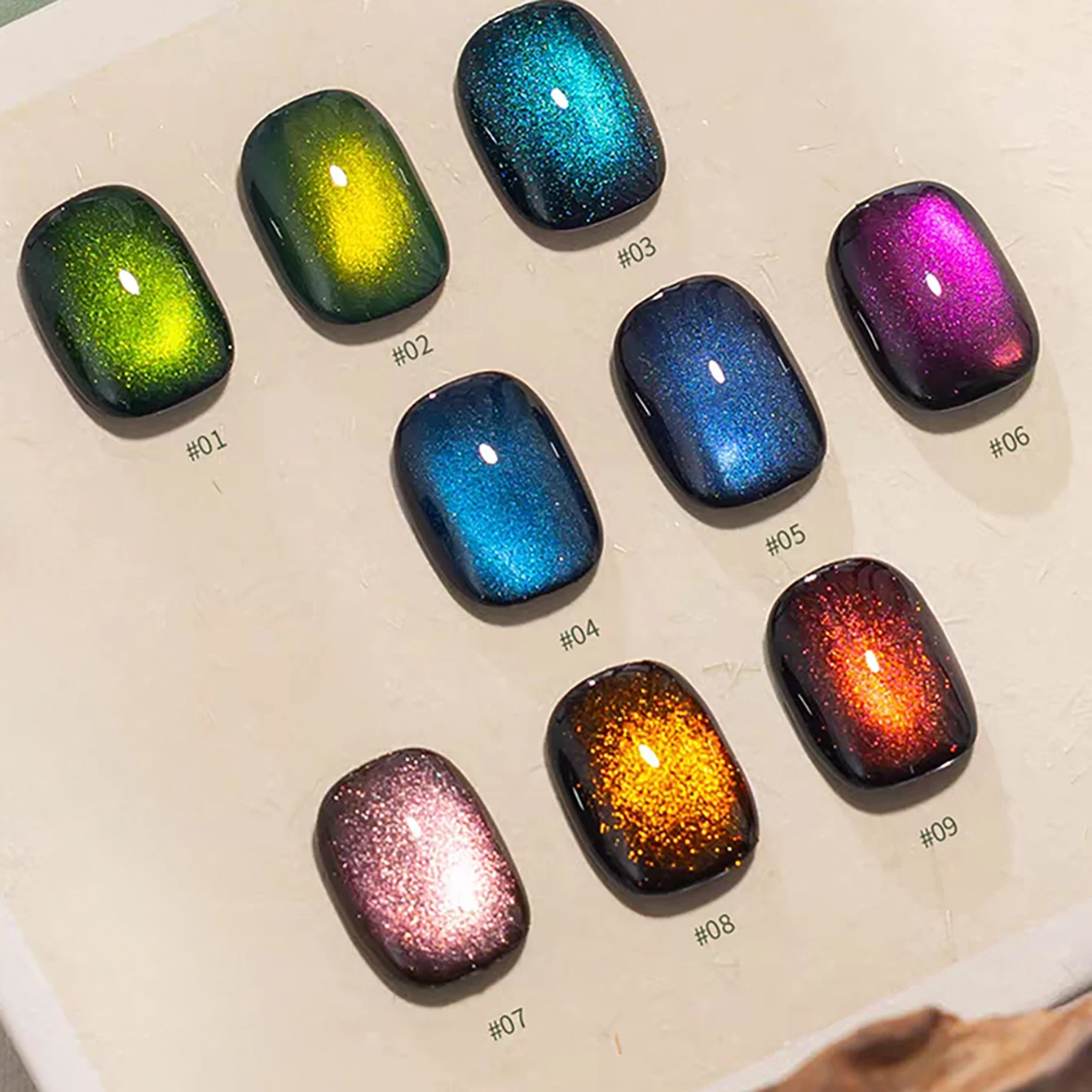 1pcs WS Autumn Winter Nails Blue Red Glass Bead Cat Eye Gel Nail Polish 2025 Super Flash Crystal Cat Eye Nail Halloween Nails