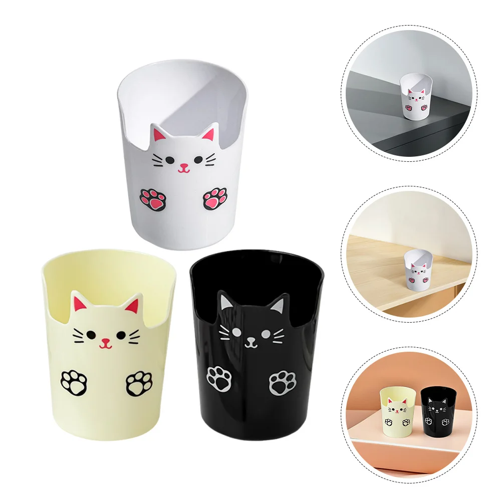 

3Pcs Cute Cat Desk Organizer Large Capacity Pencil Holder Portable Pen Cup for School Office Makeup Brushes Pencil Stand