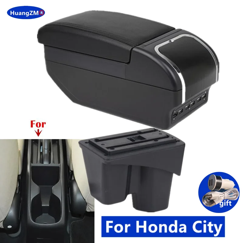 For Honda City Armrest Box for New Honda City Car Interior double-layer Storage Box Dedicated Retrofit Car Accessories