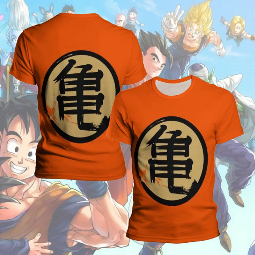 Camiseta de Dragon Ball 3D para hombre y niño, camisa informal de manga corta con cuello redondo, Goku, Vegeta, 2024