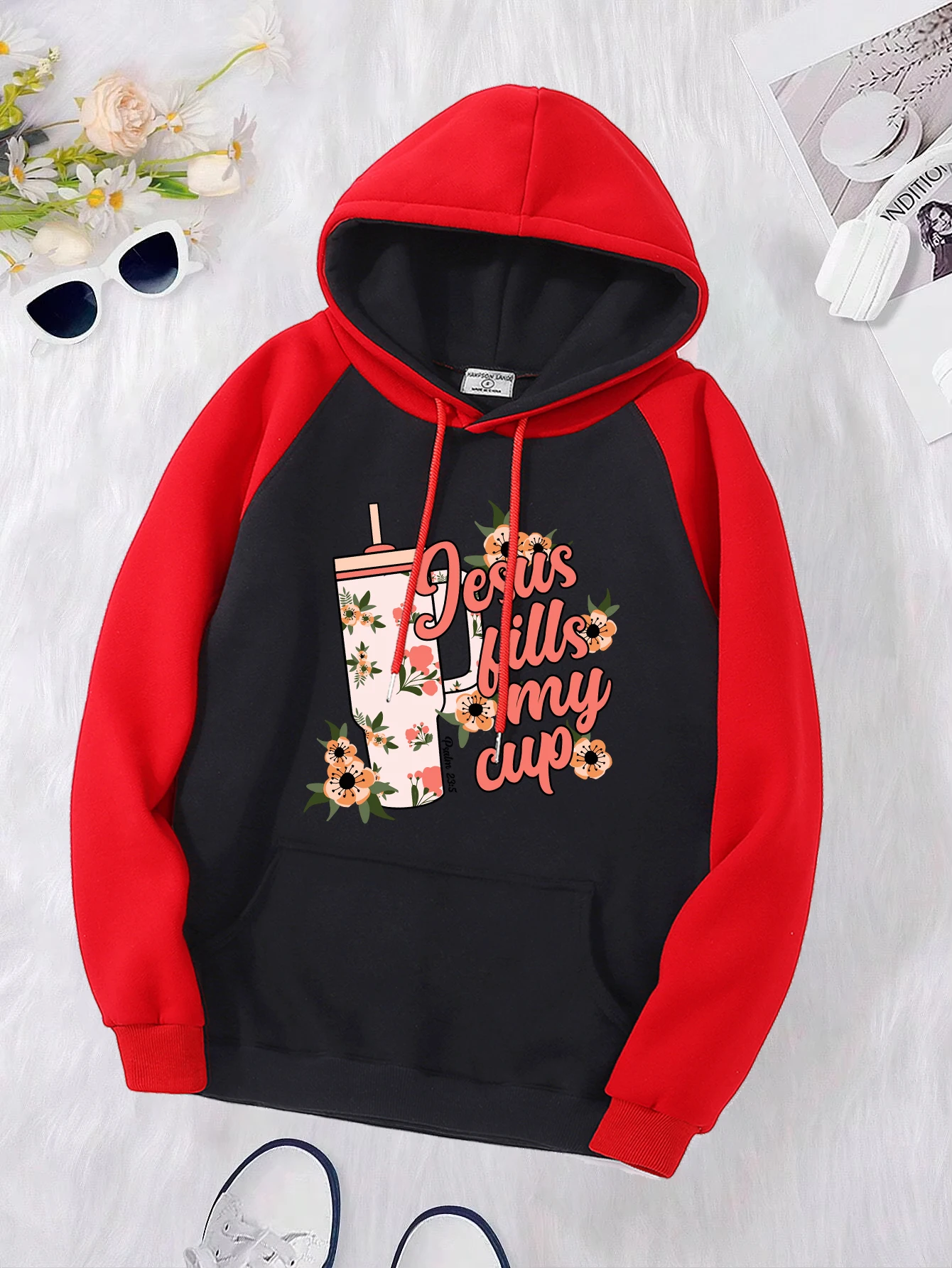 

Jesus Large Capacity Cup Pattern Women Raglan Hoodies Harajuku Multicolor Pullover Fleece Soft Hoodie Casual Pocket Hoody Unisex