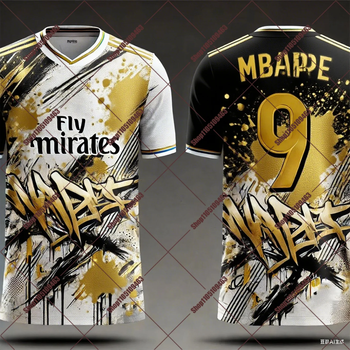 2026 AI Design Mbappe لكرة القدم جيرسي تنفس مريح لكرة القدم قميص قصير الأكمام الرجال ملابس رياضية التدريب أعلى مروحة هدية