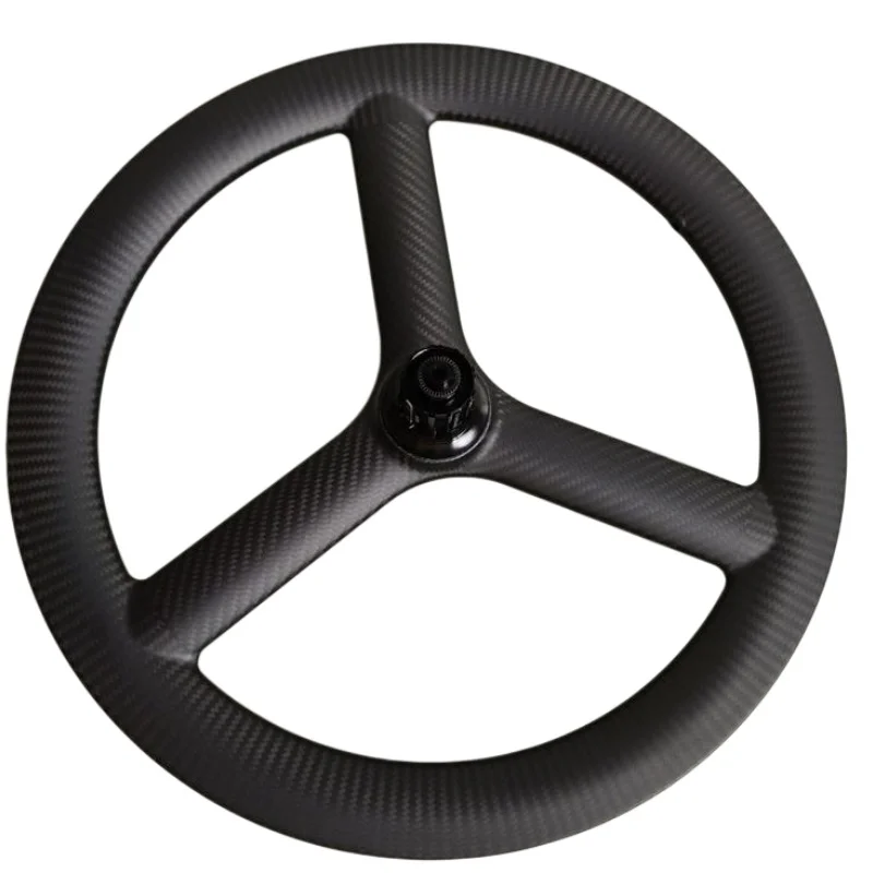 QORA 20 Inch 451 3-Spoke Carbon Wheels 40mm Depth 25mm Width Fixed Gear Hubs for Track/Road Racing