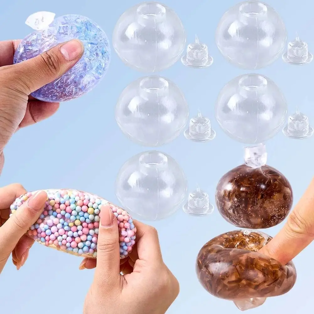 6Pcs TPR Clear Empty Ball Transparent Elastic Stretchable Squishy Empty Shell Round Spherical Shape Hollow Empty Inside