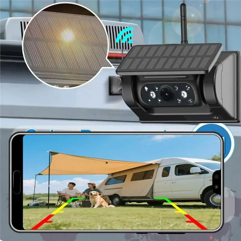 VoltVibe-Magnetic Base Wifi Solar Wireless Backup Camera AI Blind Spot Alarm For Bus Front Rear View For IOS Android EU Plug