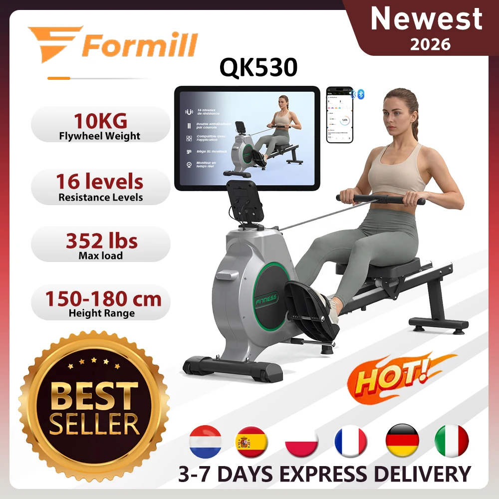 Rameur magnétique Formill QK530, résistance à 16 niveaux, application Bluetooth, écran LCD, siège confortable, exercice de fitness à domicile