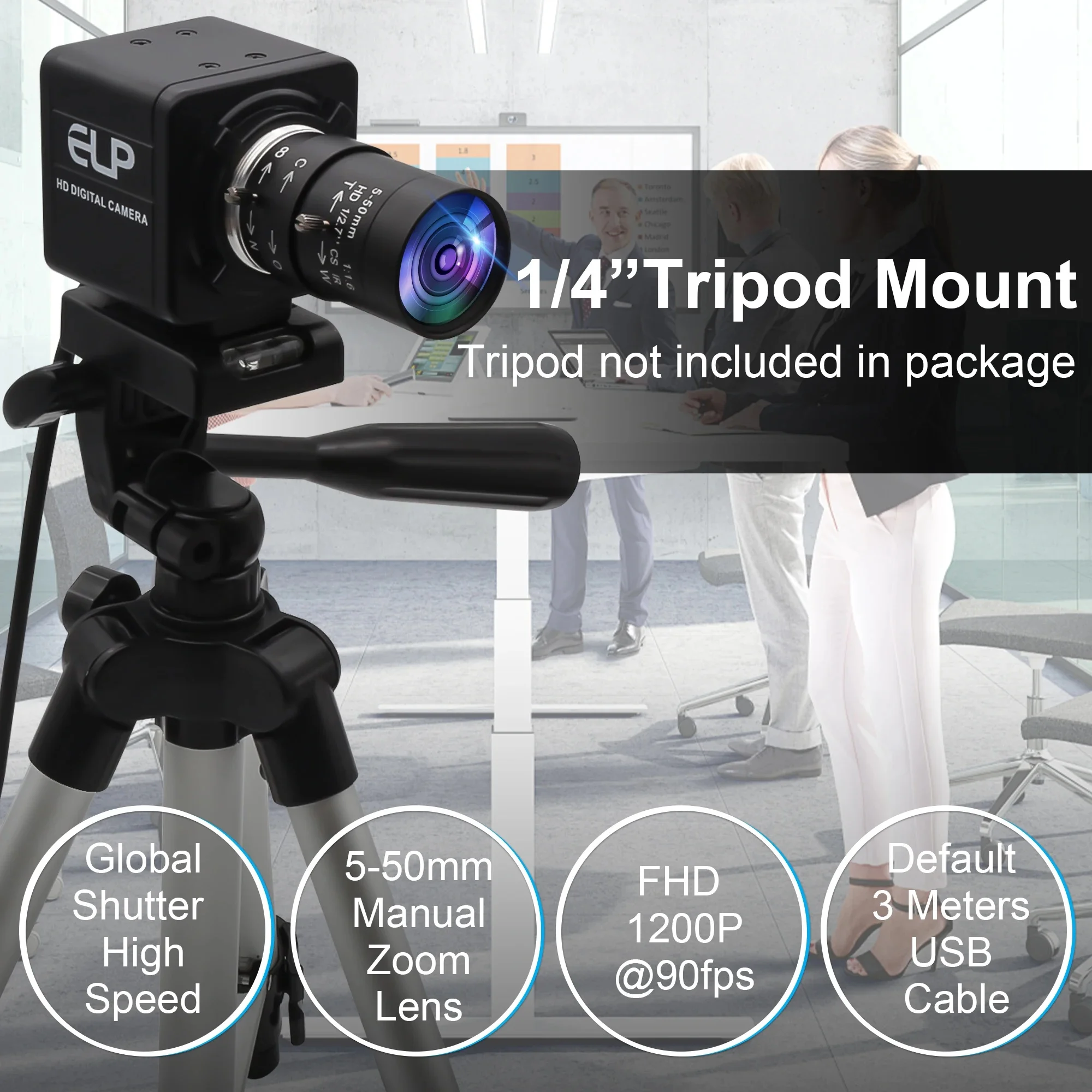 ELP Global Shutter 1200P 90fps High Speed USB Camera AR0234 Sensor Mini UVC Industrial Camera for Dashcam