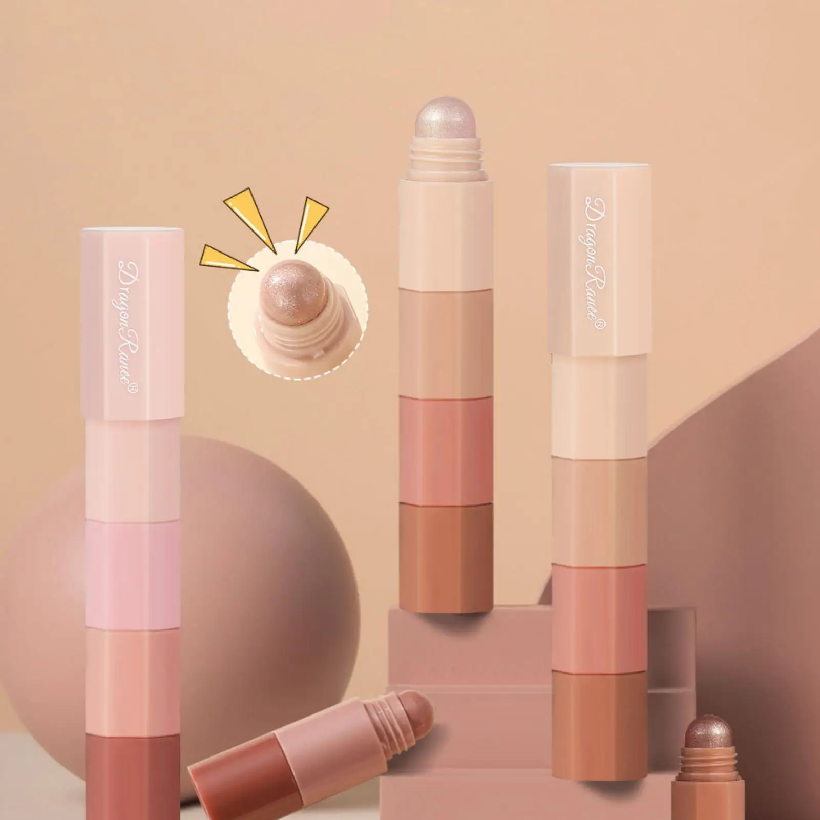 قطعة واحدة من قلم ظلال العيون الوامض 4 في 1 - متعدد الألوان، لمسة نهائية لؤلؤية، مريحة ومتينة، مناسبة للتاريخ والضروريات اليومية