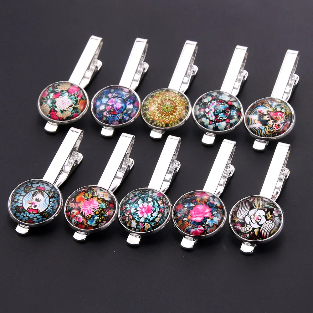 

10Pcs/Lot Vintage Glass Button Barrettes Tie Clips Jewelry Fashion Shirt Suit Button Clip Jewelry for Women Men Gift Wholesale