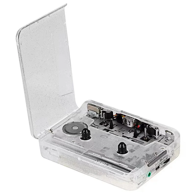 AD41-Cassette Player Full Transparent Shell Cassette to MP3 Format Tape Player Plug and Play Audio Digital Player for