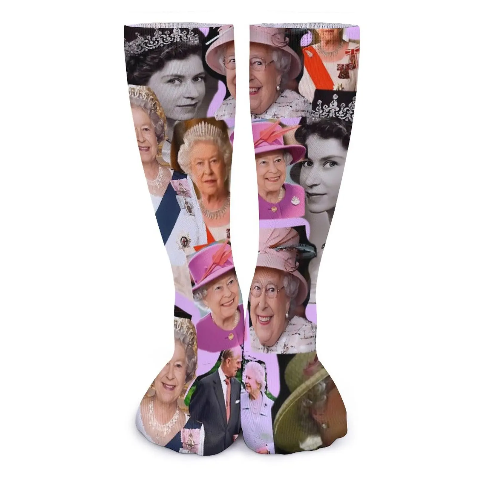 Elizabeth II Socks HRH Queen Gothic Stockings Female Breathable Running Sports Socks Spring Printed Anti Slip Socks