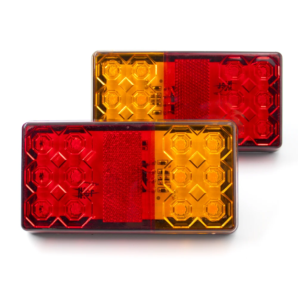 2Pcs 12V 24V 12 LED Rear Stop Tail Light Warning Brake Turn Signal Light Lamp Car Truck Trailer Caravan Boat Auto Campers ATV