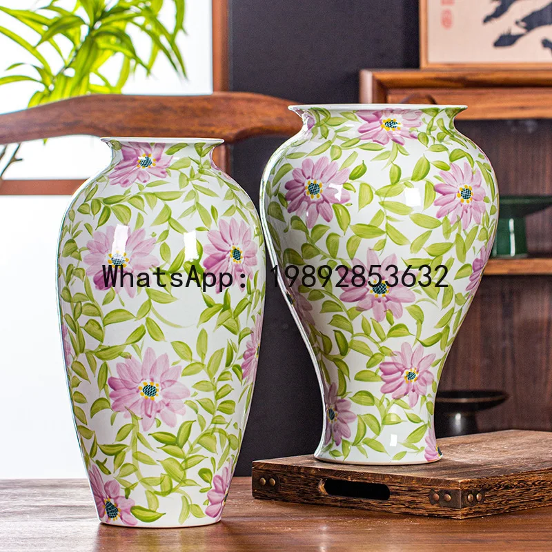 P4-1 Jingdezhen hand-painted blue and white large diameter light luxury high-end ceramic vase hydroponic ceramic
