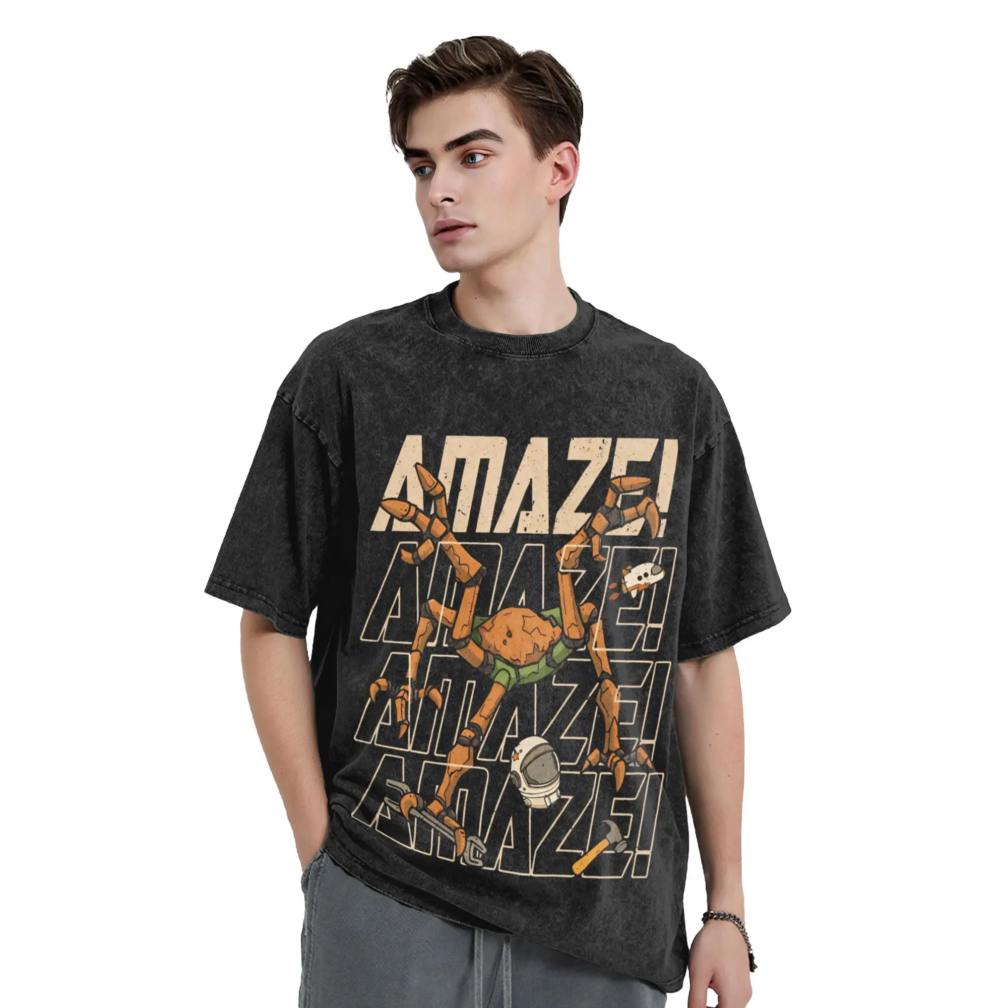 Project Hail Mary AMAZE Andy Weir Dr Grace Rocky Washed T Shirt Streetwear Hip Hop Vintage T-Shirt  Tees Men Women Cotton