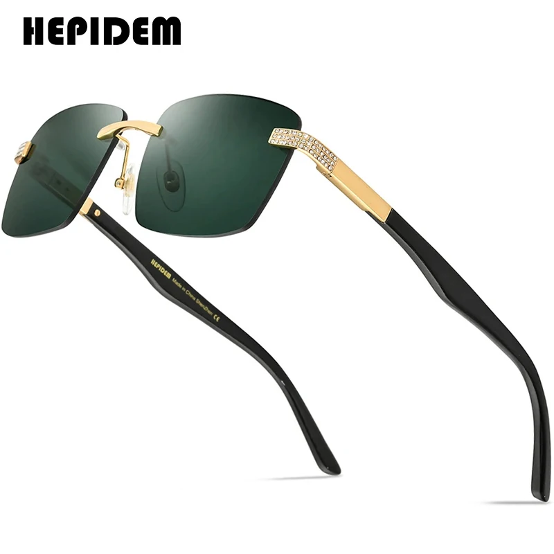 HEPIDEM Buffalo Horn Sunglasses Women Famous Brand Design Square Rimless Men Sun Glasses Luxury Eyewear Buffs Eyeglasses