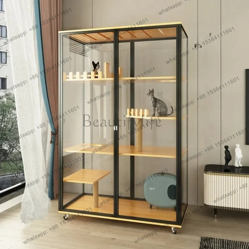 LXVetrina panoramica per la stanza della casa per gatti in vetro senza ampio spazio per la personalizzazione della