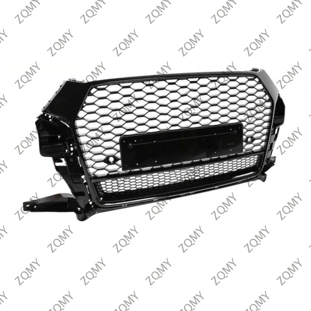 With/Logo For Audi Q3/Q3L/SQ3 2016 2017 2018 Car Front Bumper Grille Centre Panel Styling Upper Grill (Modify RSQ3 style)