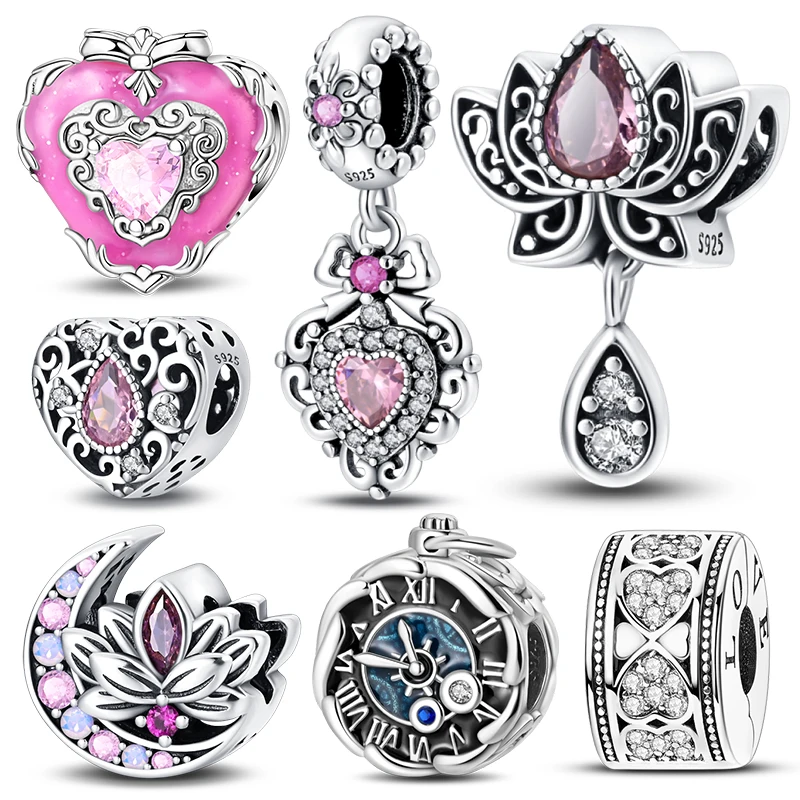 Hot Sale Original Charms Retro Lotus and Compass 925 Silver Charms Beads Fits 3mm Original Bracelet Women DIY Fine Jewelry Gifts