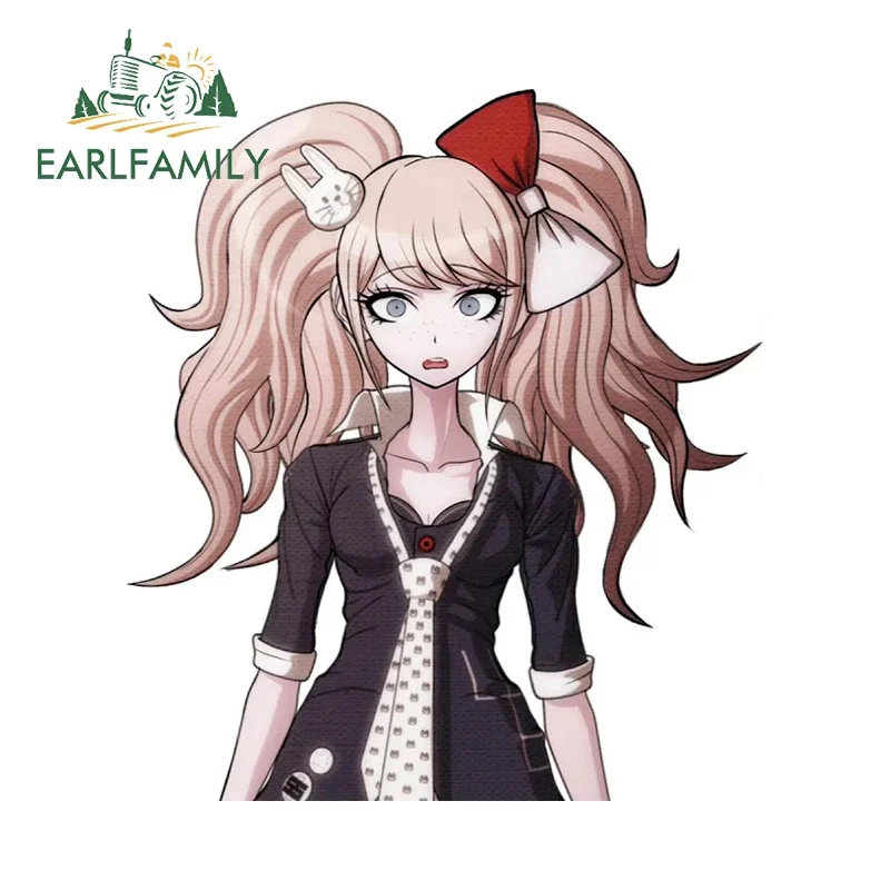 EARLFAMILY 13cm x 11.6cm Logy Enoshima Junko Peek Car Stickers Big Bow Cute Anime Decal Beautiful Occlusion Scratch Graphics