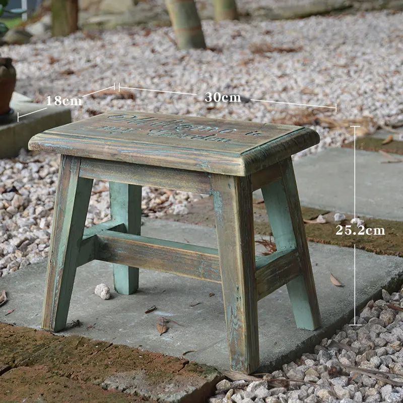 Rustic Solid Wood Plant Stand Heavy Duty Stool Rack Bench for Succulents Gardens Durable Distressed Low Height Sturdy Portable