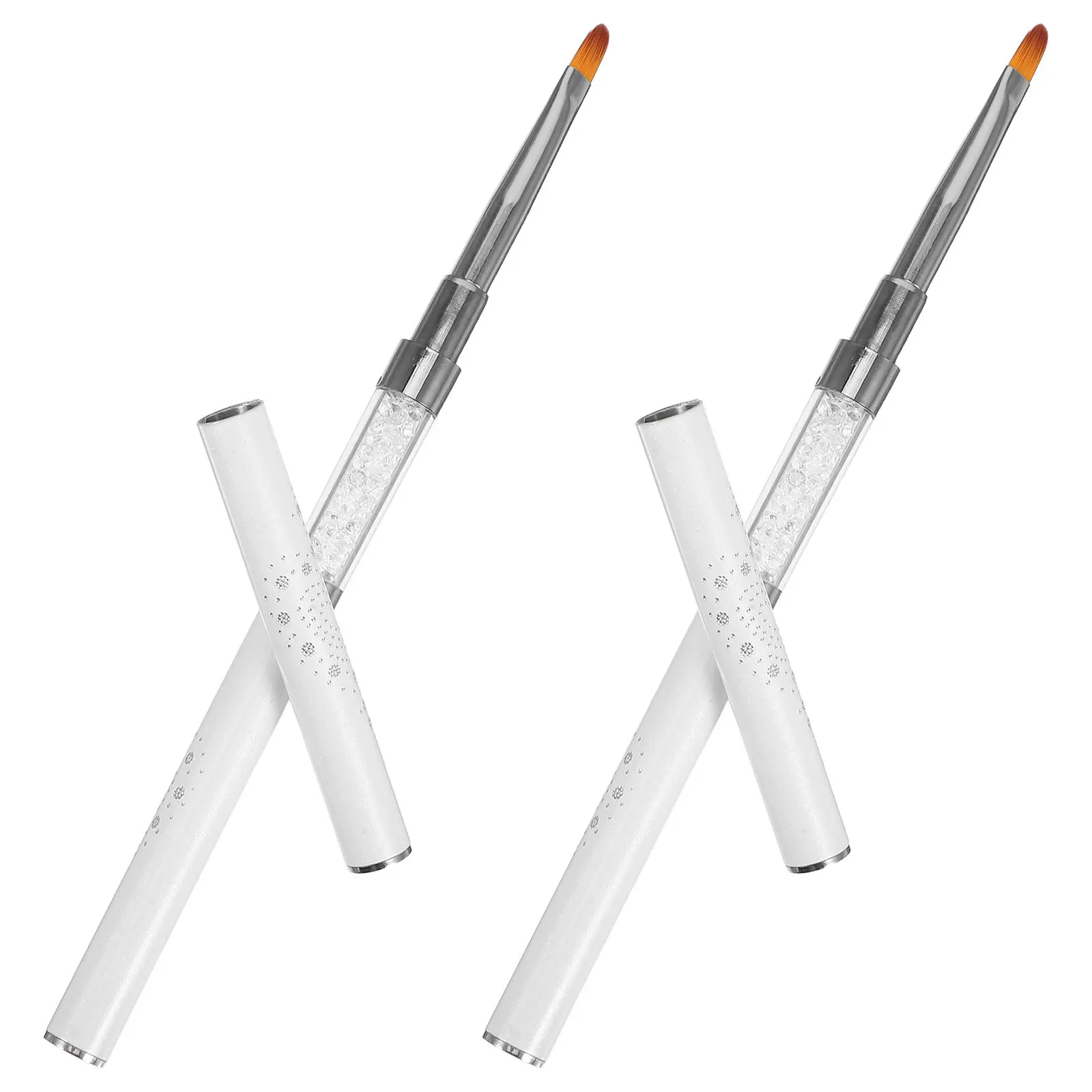2pcs Nail Art Liner Brushes Double Ended Fine Line Detail Pen For Gel Polish Precision Drawing Designing Nail Art Tools