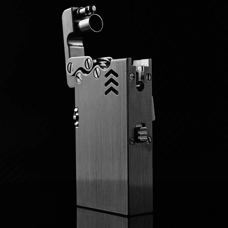 Handmade Brass Mechanical Automatic Ignition Gasoline Lighter and Titanium Alloy Material Gift Box