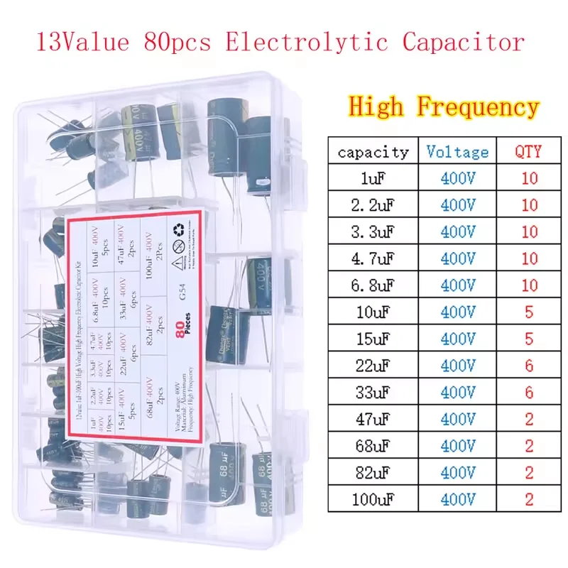 Electrolytic Capacitors Assortment Kit 16V 25V 35V 50V 1uf 2.2uF 3.3uF 4.7uF 10uF 22uF 33uF 47uF 100uF 220uF 330uF 470uF 1000uF