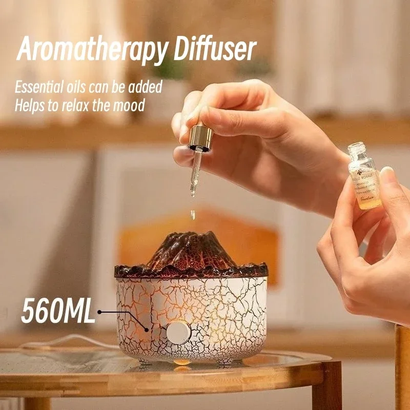 Humidificateur d'air à flamme constants ique, diffuseur d'aromathérapie, anneau de fumée, lampe de nuit à ultrasons, télécommande, diffuseurs d'huiles essentielles et d'arômes