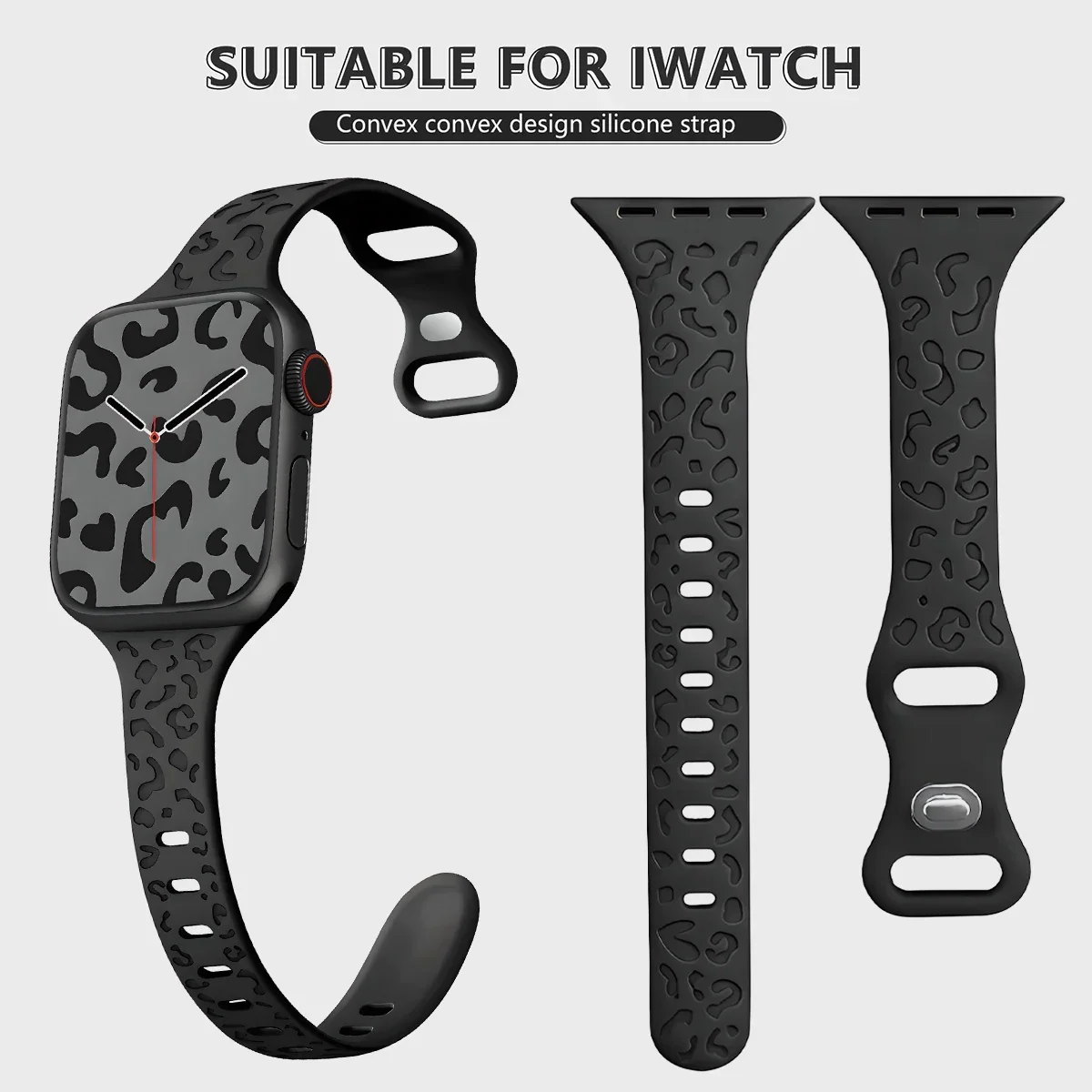 Slim Leopard Engraved Strap for Apple Watch Ultra 2 Band 49mm 44MM 42mm 40mm 41MM 45mm 38mm Bracelet for Iwatch 9 8 7 Se 6 5 4 3