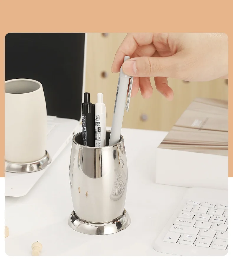 

2 pcs Stainless Steel Pen Holder 7.5X7.5Cm Multifunctional Desk Organizer For Pencils Pens Makeup Brushes Cutlery Kitchen