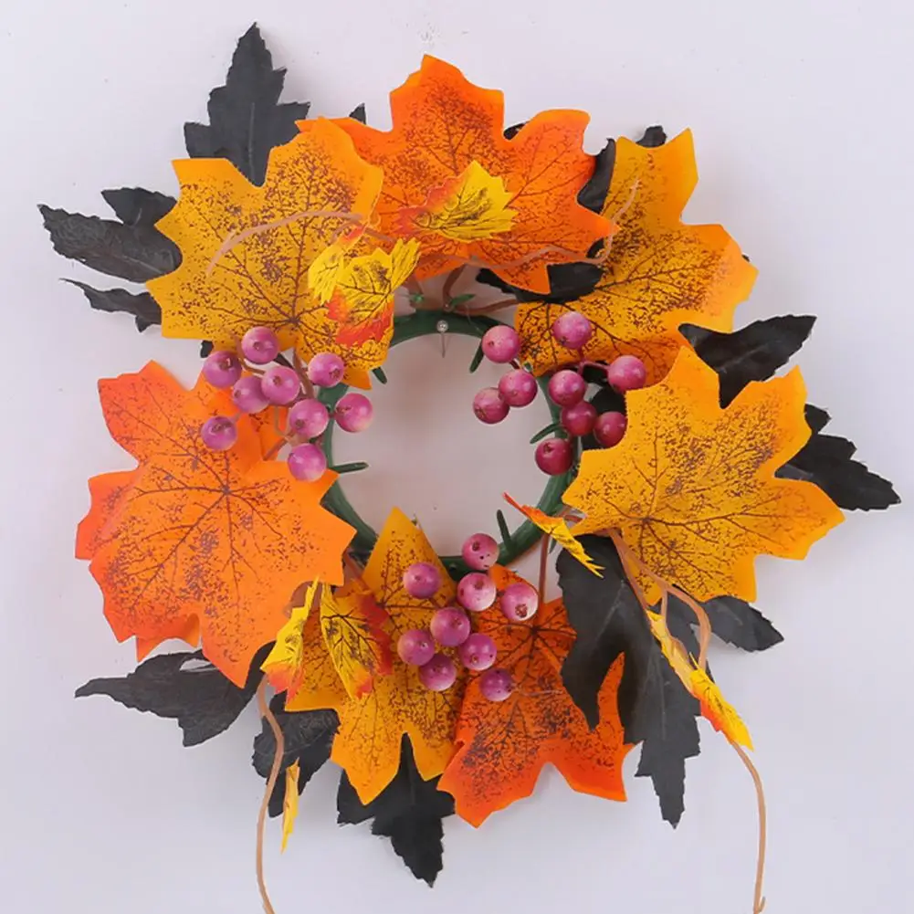 Halloween Maple Leaf Wreath Fall Garland Artificial Vines Door Hanging Autumn Garland Halloween Thanksgiving Home Decoration