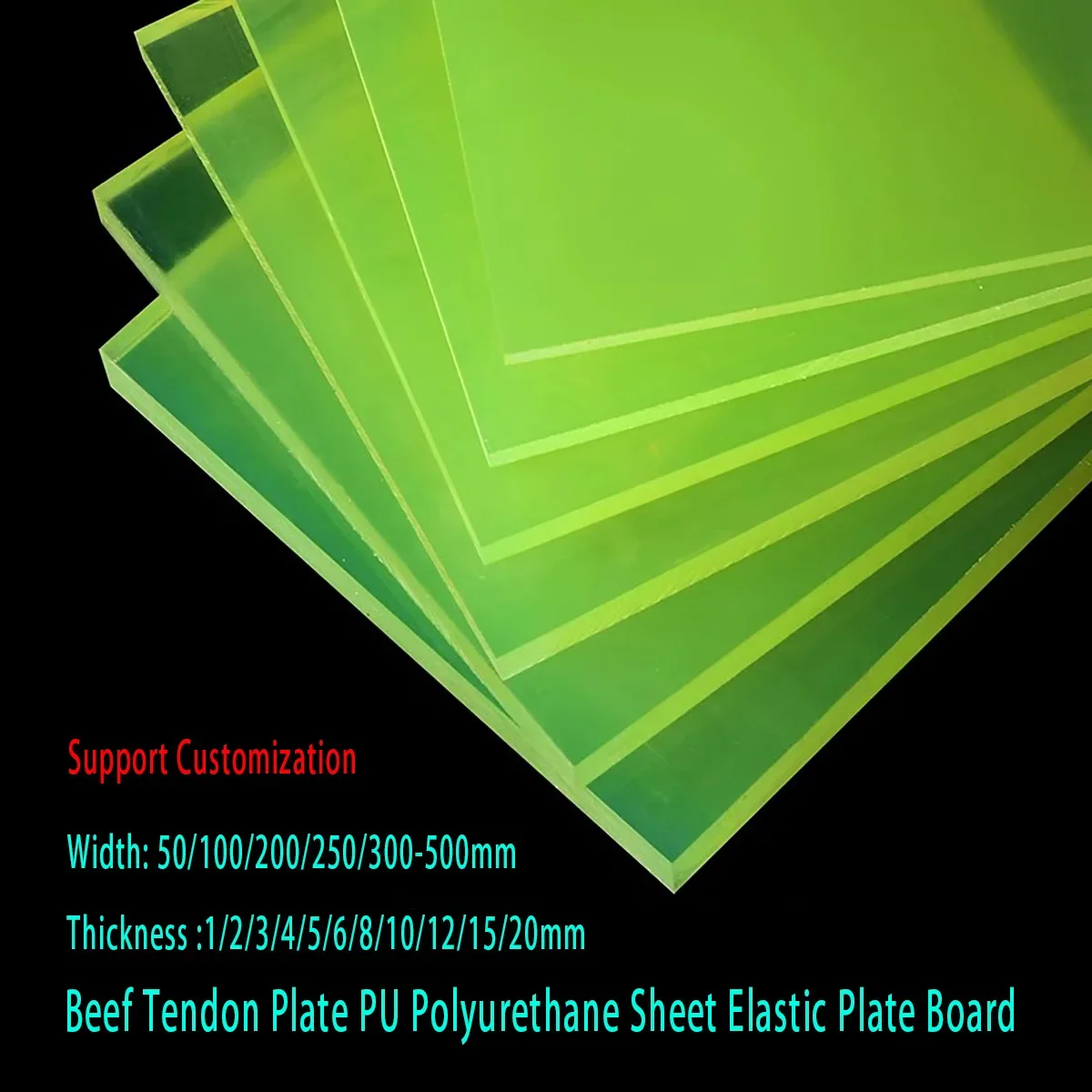 Beef Tendon Plate PU Polyurethane Sheet Elastic Plate Board Thickness 1/2/3/4/5/6/8/10/12/15/20mm Width 50/100/200/250/300-500mm