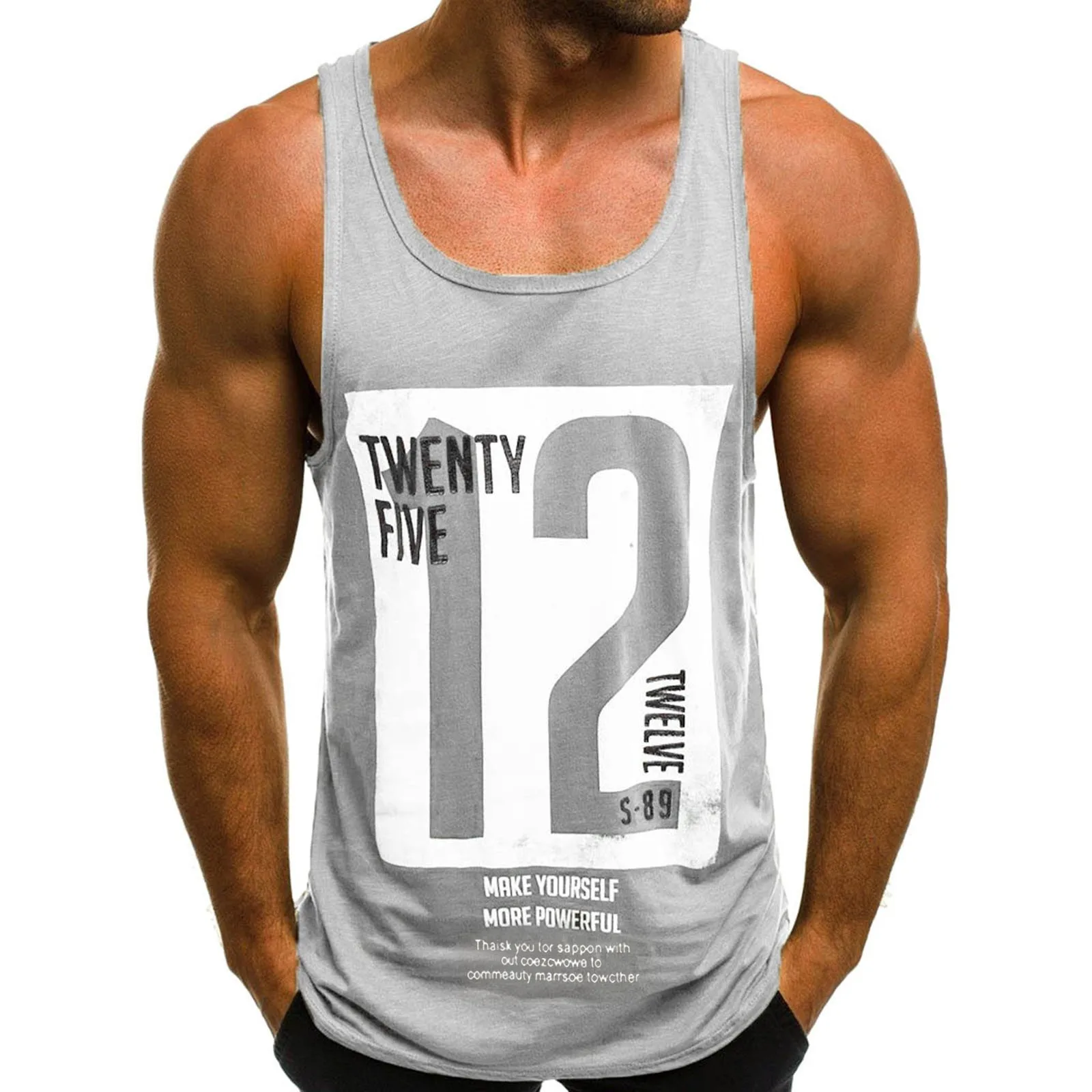 Men Number Print Tank Top Summer Plus Size Loose Vests Sleeveless Tanks Top Clothing