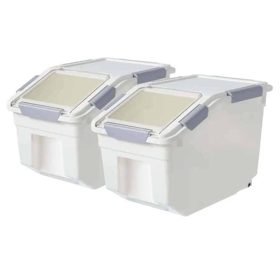 

2 Pack Food Storage Container with Scoop, Airtight Rice Storage Bins Flour Containers Pet Food Dispenser with Handle amp Wheels,