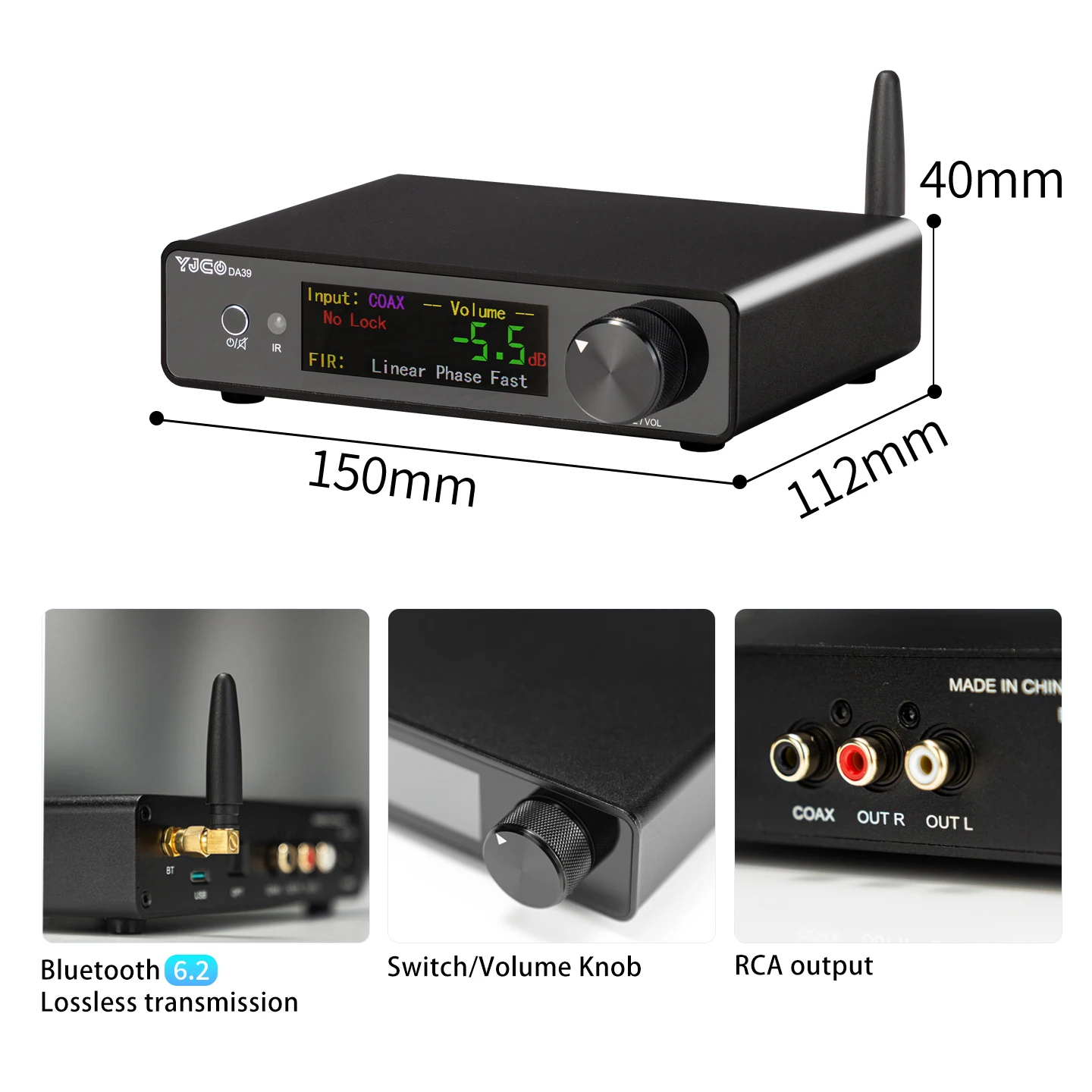 YJCO DA39 High-End DAC Lossles - Dac Usb Coaxial Optical Bluetooth ulasan dan harga