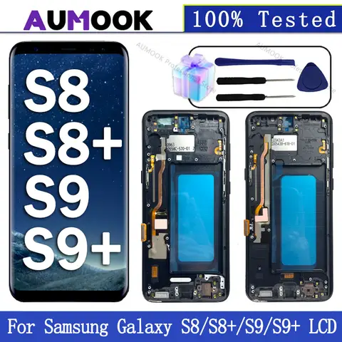 S9Plus Super AMOLED for Samsung Galaxy S8 S8Plus Lcd Display Digital Touch Screen for Samsung S9 with Frame Assembly Replace