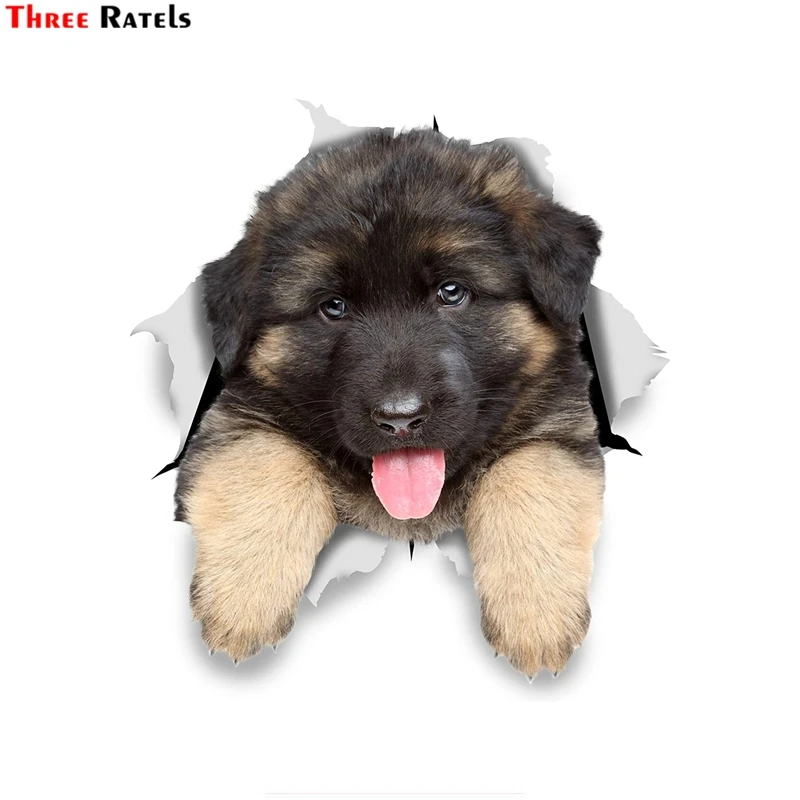Three Ratels FTC-1086 3D Dog Stickers German Shepherd Puppy For Wall,Window,Fridge,Toilet and Cabinet Stickers