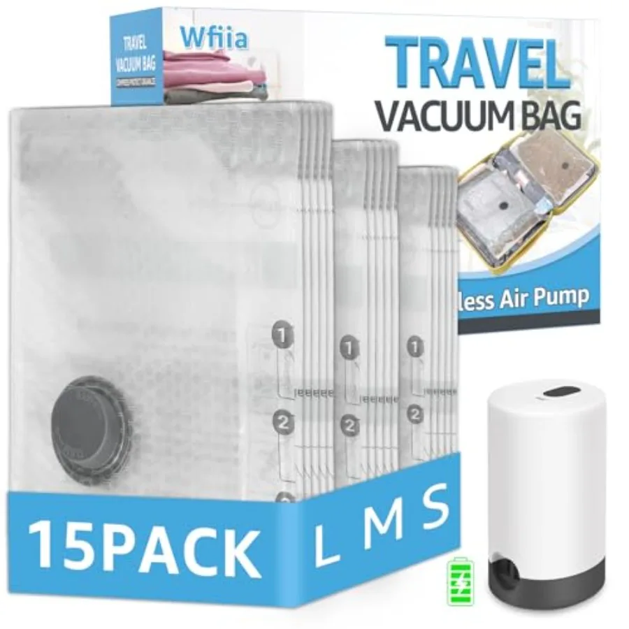 

Packs Vacuum Bags for Travel with Rechargeable Pump 3 Sizes Vacuum Seal Bags for Clothing Compression Vacuum Travel Bags for Lu