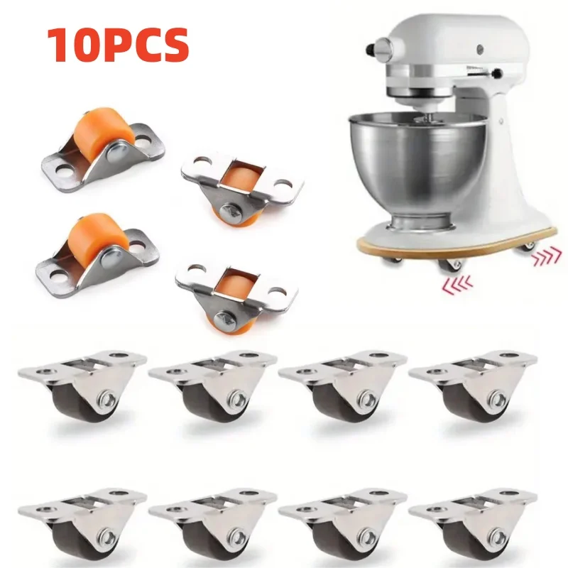 10 Pieces Small Wheel Castors Multipurpose Sliding Door Pulley Silent for Workbench Shelves Cupboard Table Small Furniture