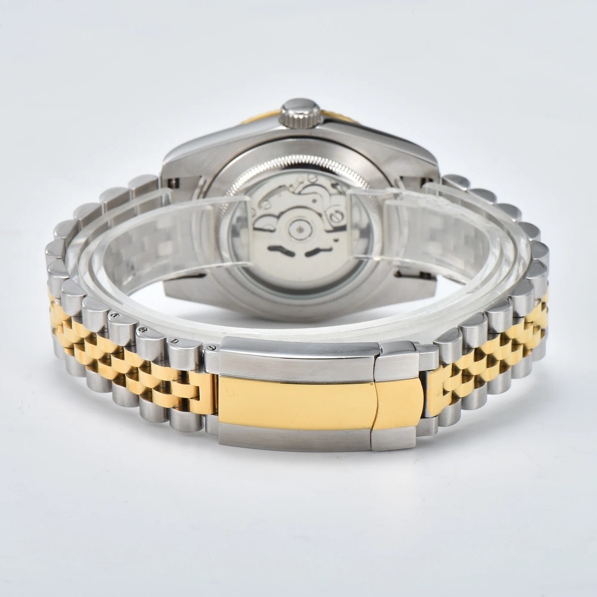 Biznesowy zegarek męski 36mm/39mm NH35A mechanizm automatyczny złota koperta rzymska tarcza niebieski AR szafirowe szkło datownik pasek ze stali nierdzewnej