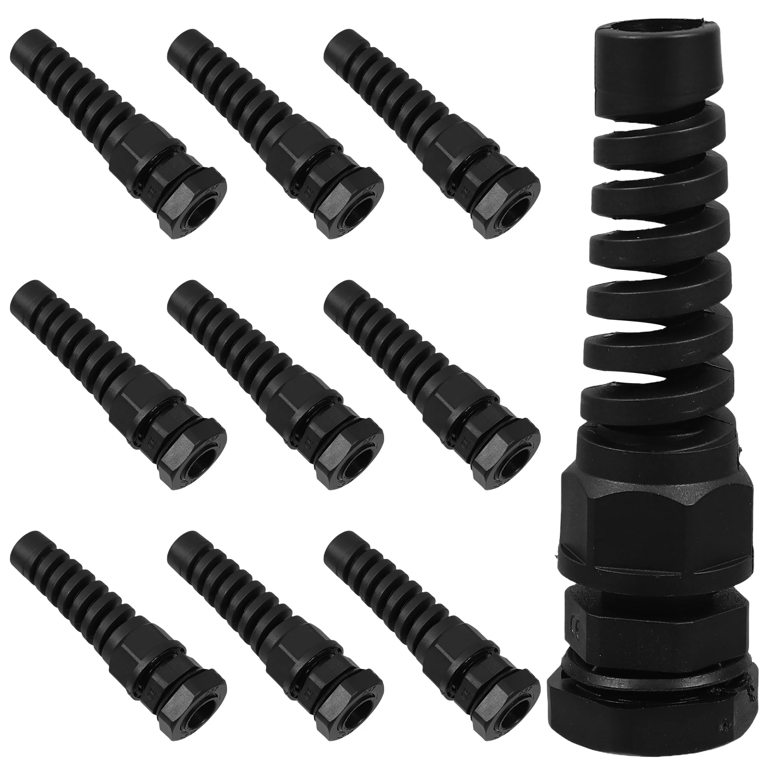 

10Pcs Nylon Waterproof Cable Glands Spiral Strain Relief Connector Wear-Resistant Cable Protector for Industrial Outdoor Use