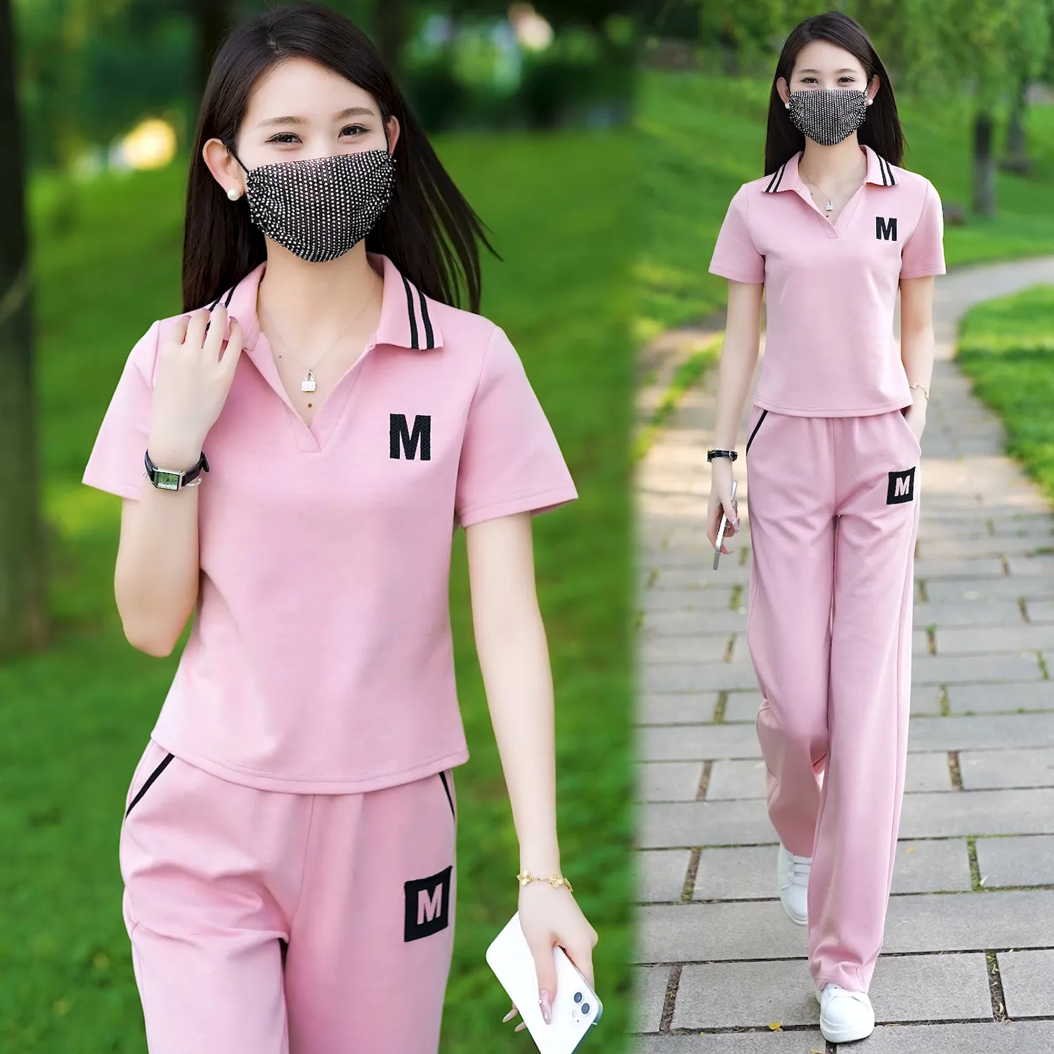 

Sportswear Casual Set for Women's Summer New Fashionable and Trendy Internet Celebrity Casual Wide Leg Pants Two-piece Set