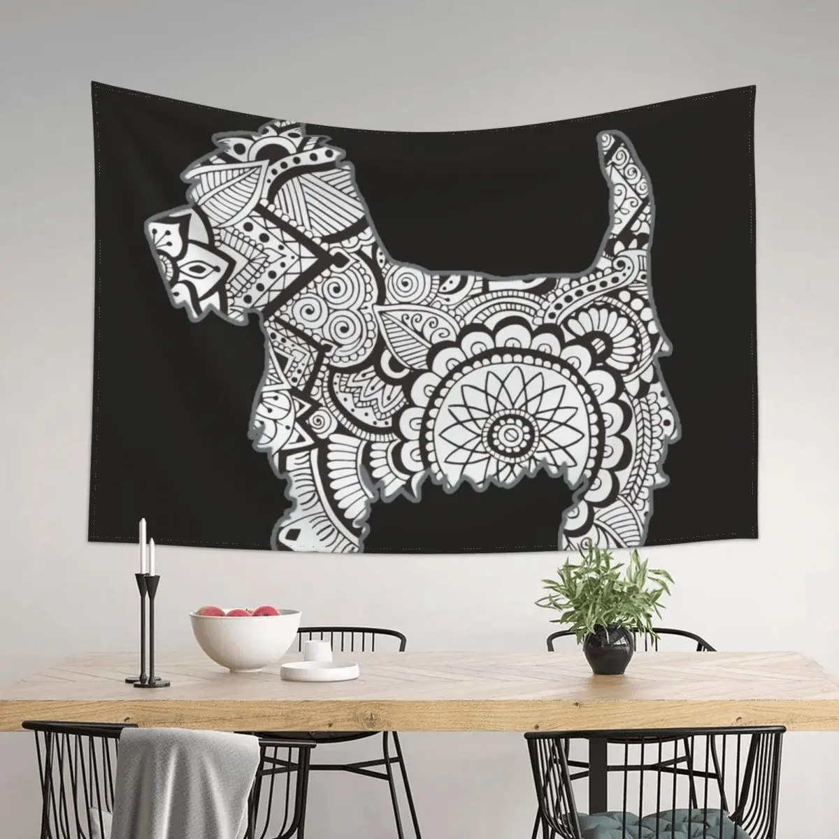 

Westie black and white zentangle Tapestry Cute Room Things Home Decorations Aesthetic Tapestry