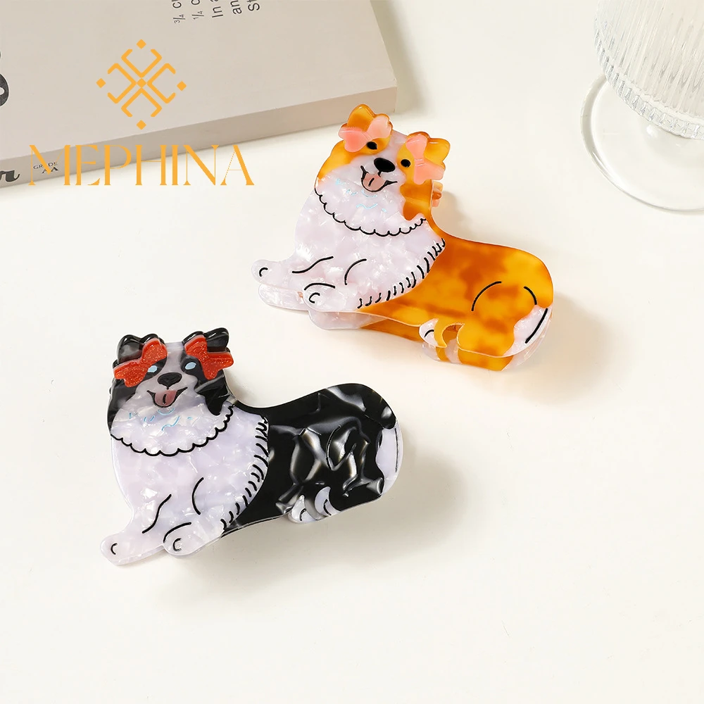 

MEPHINA Animal Series Hair Claw Clips Puppy Shark Clips Cute Border Collie Hair Claws Lovely Bow Hair Clip Accessories for Women