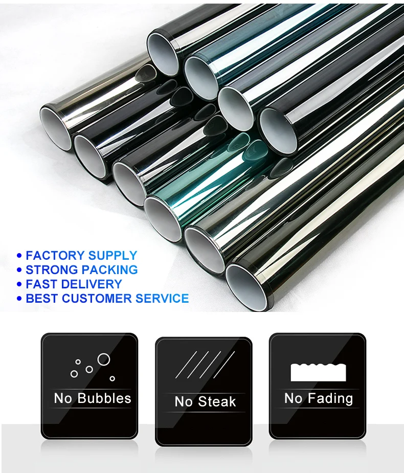 2PLY Autoruit Tint Film 30m Roll Solar UV Bescherming voor Voertuigen Donker Zwart 10% VLT Fabriek Groothandelsprijs