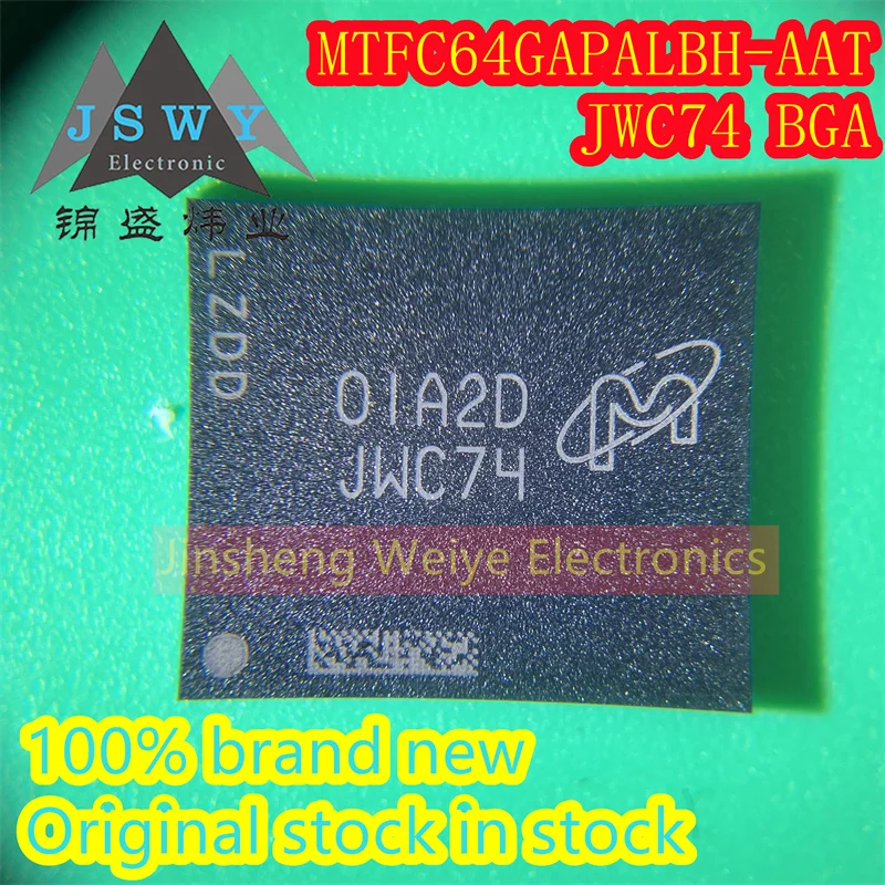 

MTFC64GAPALBH-AAT MTFC64GAPALBH TFBGA-153 Part Mark JWC74 Memory IC EMMC 512G 100% Brand New and Original